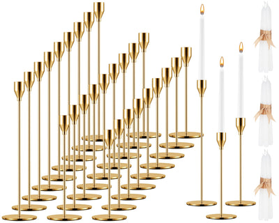 Inbagi Candlestick Holders Bulk for Taper Candles Metal Tall Candle Stick Holders Taper Candle Stands for Table Centerpiece Wedding Home Party Decor Fit 0.79 in Thick Candle(Gold, 18 Sets)