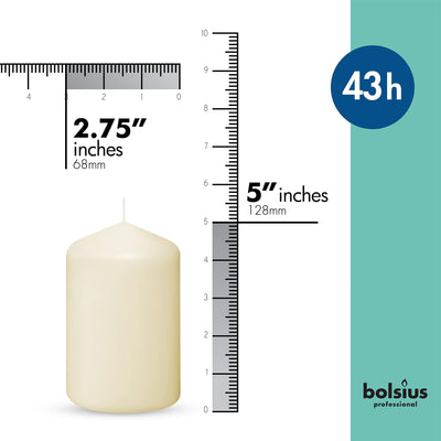 BOLSIUS 12 Ivory Pillar Candles Set - Unscented 43 Hour Long Lasting Candles - 2.7-x 5.1-inch Dripless Clean Burning Smokeless Dinner Candle - Perfect for Weddings Parties and Special Occasions