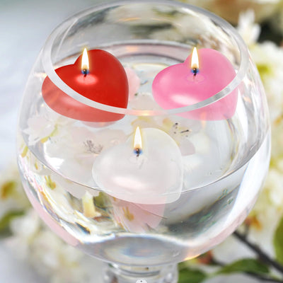 24 PCS Red Floating Candles, Unscented Dripless Wax Discs Heart Shape Floating Candles Mini Candle Floating Discs for Centerpieces, Cylinder Vases, Weddings, Party, Home Decor