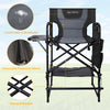 BAYIEIUI Tall Folding Directors Chair with Side Table 26.77" Seat Height Portable Camping Makeup Artist Bar Chair with Footrest and Carrying Bag 350 Ibs Weight Capacity Black