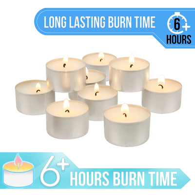 Stonebriar Bulk 50 Count, Unscented Smokeless Long Burning Tea Light Candles with 6-7 Hour Extended Burn Time (Pack of 16, 800 Count Total)