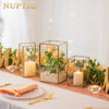 Nuptio Glass Hurricane Candle Holder Set of 3 Gold Pillar Candle Holders Large Rectangular Candleholder Table Centerpieces Decoration for Wedding Christmas Holiday Home Ornaments 9.5 & 8.1 & 6.5 inch