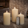 Lights4fun, Inc. Set of 3 TruGlow Ivory Wax Flameless LED Battery Operated Pillar Candles with Remote Control