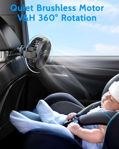 SWEETFULL Portable Stroller Fan with LED Display 4000mAh Battery Powered Mini Clip Fan, 4-Speed Rechargeable Small Personal Fan Handheld Desk Cooling Fan for Car Seat Crib Treadmill Travel-Black