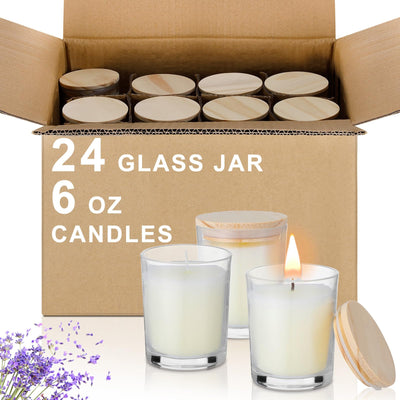 Yungyan 24 Pcs Lavender Scented Candles for Home 6 oz Glass Jar Candle with Bamboo Lids Soy Wax Stress Relief Aromatherapy Candles Gifts for Christmas Birthday Wedding Baby Shower Party Favors
