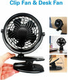 Gazeled Clip on Fan Battery Operated, 360° Rotation, with 8 Free AA Batteries, Quiet USB or Battery Operated Fan, 5'' Portable Battery Powered Clip on Fan for Camping, Stroller, Bedroom, Outdoor