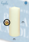 HYOOLA Ivory Pillar Candles 3x8 Inch - Unscented Pillar Candles - 6-Pack - European Made