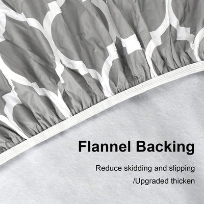 Senneny 3 PCS Fitted Picnic Table Cover with Bench Cover Set and Drawstring Bag, 100% Waterproof Vinyl Tablecloth with Flannel Backing, Lattice Grey Modern Geometric Trellis, 30 × 96 Inch