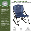 TIMBER RIDGE Folding Rocking Camping Chair with Hard Armrests, Portable Outdoor Rocker for Patio, Garden, Lawn, Supports up to 250 lbs, Blue