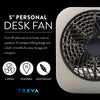 O2COOL Treva 5 Inch Battery Powered Fan Portable Desk Fan 2 Cooling Speeds with Compact Folding & Tilt Design Small Fan Cubicle Accessories Mini Fan Portable 2 Pack (Grey)