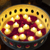 Homemory 24 Pack Waterproof Flameless Floating Tealights with Dried Rose Petals, Warm White Battery Flickering LED Tea Lights Candles - Wedding, Party, Centerpiece, Pool & SPA