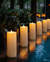 5plots 4" x 10" Waterproof Outdoor Flameless Candles Battery Operated LED Large Pillar Candles with Remote and Timer for Indoor Outdoor Lanterns, Long Lasting, White, Set of 2