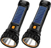 E-SHIDAI 2pcs Solar/Rechargeable Multi Function 1000 Lumens LED Flashlight, with Emergency Strobe Light and 1200 Mah Battery, Emergency Power Supply and USB Charging Cable, Fast Charging (2PC)