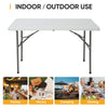 SUPER DEAL Portable 4 Foot Plastic Folding Table, Indoor Outdoor Heavy Duty Fold-in-Half Picnic Party Camping Barbecues Table with Carrying Handle, White