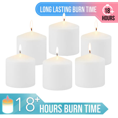 Stonebriar 80 Hour Long Burning Unscented Pillar Candles, 3x3, White , Pack of 6