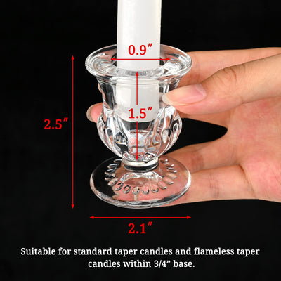 Set of 24 Glass Taper Candle Holders, 2.5 Inches Candlestick Holders Bulk - Clear Thick Glass Candle Holder for Rustic Wedding Centerpieces, Party Supplies, Festival Decoration