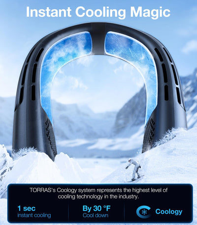 TORRAS COOLiFY 2S [28H Extended Battery Version] Neck Air Conditioner, Portable Neck Fan Rechargeable, Neck Cooler App Control Neck Fans that blow cold air for mothers day gifts, Starry Black