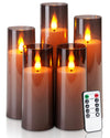 Amagic Flameless Candles, Battery Operated Candles, Flickering LED Pillar Candles with Remote Control and Timer, 3D Wick, Grey Acrylic, Set of 5