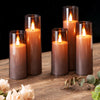 Amagic Flameless Candles, Battery Operated Candles, Flickering LED Pillar Candles with Remote Control and Timer, 3D Wick, Grey Acrylic, Set of 5