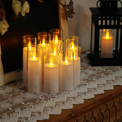 Homemory Pure White Acrylic Flameless Candles, LED Candles, Battery Operated Candles with Remote Control and Timer, Fake Electric Candles, Wedding, Home Decor, Set of 9