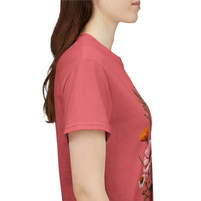 Wildflowers and Pink & Yellow Roses, Graphic T-Shirts for Women, Floral Shirt, Womens Short Sleeve, Ladies Graphic Tees #5147TTS