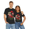 Wildflowers and Pink & Red Roses, Graphic T-Shirts for Women, Floral Shirt, Womens Short Sleeve, Ladies Graphic Tees #5134TTS