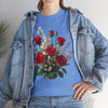 Wildflowers and Red Roses, Graphic T-Shirts for Women, Floral Shirt, Womens Short Sleeve, Ladies Graphic Tees #5130TTS