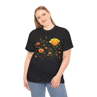 Wildflowers and a Yellow Rose, Graphic T-Shirts for Women, Floral Shirt, Womens Short Sleeve, Ladies Graphic Tees #5010TTS