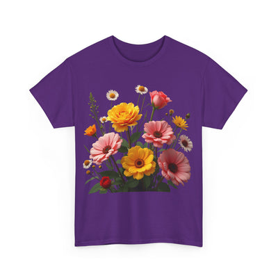 Wildflowers and Pink & Yellow Roses, Graphic T-Shirts for Women, Floral Shirt, Womens Short Sleeve, Ladies Graphic Tees #5147TTS