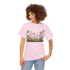 Wildflowers and White Roses, Graphic T-Shirts for Women, Floral Shirt, Womens Short Sleeve, Ladies Graphic Tees #5039TTS