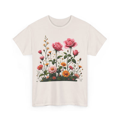 Wildflowers and Pink Roses, Graphic T-Shirts for Women, Floral Shirt, Womens Short Sleeve, Ladies Graphic Tees #5013TTS