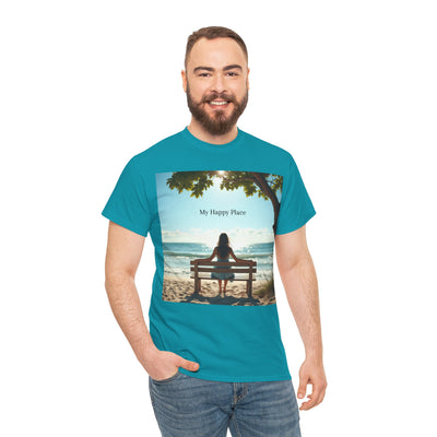 My Happy Place, Woman on Bench, Looking at Waves,Safe Place T-Shirt, Finding My Happy Place Top, Ocean Waves,#5003STS