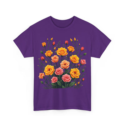 Wildflowers and Pink & Yellow Roses, Graphic T-Shirts for Women, Floral Shirt, Womens Short Sleeve, Ladies Graphic Tees #5140TTS