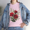 Wildflowers and Red Roses, Graphic T-Shirts for Women, Floral Shirt, Womens Short Sleeve, Ladies Graphic Tees #5127TTS