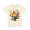 Wildflowers and Pink & Yellow Roses, Graphic T-Shirts for Women, Floral Shirt, Womens Short Sleeve, Ladies Graphic Tees #5136TTS