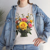 Wildflowers and Pink & Yellow Roses, Graphic T-Shirts for Women, Floral Shirt, Womens Short Sleeve, Ladies Graphic Tees #5143TTS