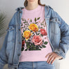 Wildflowers and Pink & Yellow Roses, Graphic T-Shirts for Women, Floral Shirt, Womens Short Sleeve, Ladies Graphic Tees #5149TTS