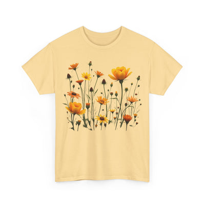 Wildflowers and Yellow Roses, Graphic T-Shirts for Women, Floral Shirt, Womens Short Sleeve, Ladies Graphic Tees #5011TTS