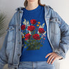 Wildflowers and Red Roses, Graphic T-Shirts for Women, Floral Shirt, Womens Short Sleeve, Ladies Graphic Tees #5128TTS