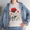 Wildflowers and a Red Rose, Graphic T-Shirts for Women, Floral Shirt, Womens Short Sleeve, Ladies Graphic Tees #5007TTS