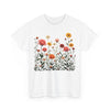 Wildflowers and Pink Roses, Graphic T-Shirts for Women, Floral Shirt, Womens Short Sleeve, Ladies Graphic Tees #5023TTS