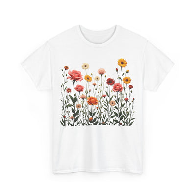 Wildflowers and Pink Roses, Graphic T-Shirts for Women, Floral Shirt, Womens Short Sleeve, Ladies Graphic Tees #5023TTS