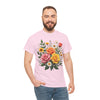Wildflowers and Pink & Yellow Roses, Graphic T-Shirts for Women, Floral Shirt, Womens Short Sleeve, Ladies Graphic Tees #5144TTS