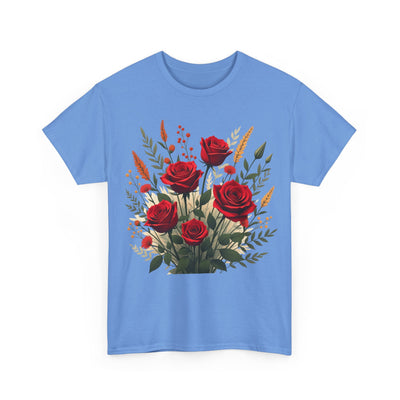 Wildflowers and Red Roses, Graphic T-Shirts for Women, Floral Shirt, Womens Short Sleeve, Ladies Graphic Tees #5129TTS