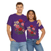 Wildflowers and Pink & Red Roses, Graphic T-Shirts for Women, Floral Shirt, Womens Short Sleeve, Ladies Graphic Tees #5134TTS