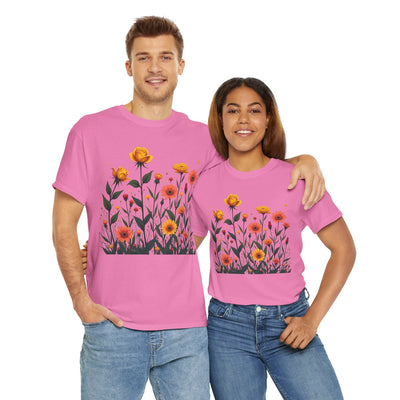 Wildflowers and Yellow Roses, Graphic T-Shirts for Women, Floral Shirt, Womens Short Sleeve, Ladies Graphic Tees #5026TTS