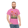 Wildflowers and Orange Roses, Graphic T-Shirts for Women, Floral Shirt, Womens Short Sleeve, Ladies Graphic Tees #5045TTS
