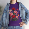 Wildflowers and Pink & Red Roses, Graphic T-Shirts for Women, Floral Shirt, Womens Short Sleeve, Ladies Graphic Tees #5134TTS