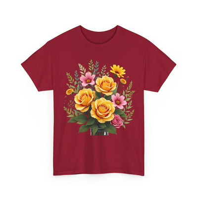Wildflowers and Yellow Roses, Graphic T-Shirts for Women, Floral Shirt, Womens Short Sleeve, Ladies Graphic Tees #5135TTS