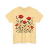 Wildflowers and Red Roses, Graphic T-Shirts for Women, Floral Shirt, Womens Short Sleeve, Ladies Graphic Tees #5034TTS